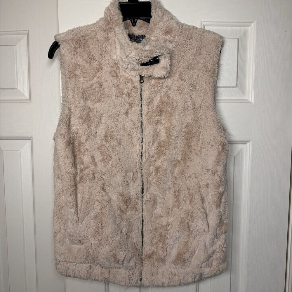 Anthropologie Sanctuary Womans Faux Fur Vest Tan Size Small Pockets Lined Soft